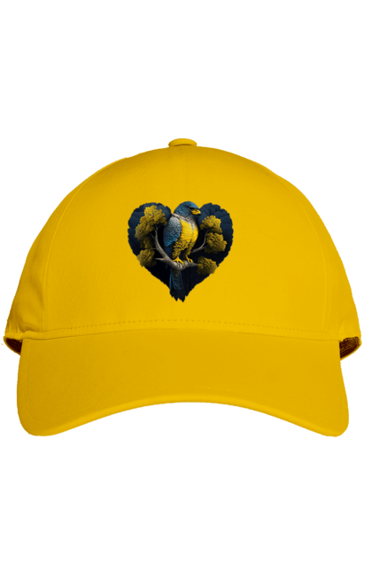 Кепка з принтом "Синьо жовтий сокіл". Дерево, прапор україни, серце, символ україни, сокіл, україна. 2070702