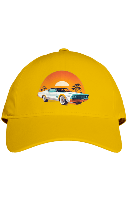 Кепка з принтом "Гарне авто на закаті". Авто, закат, солнце. 2070702