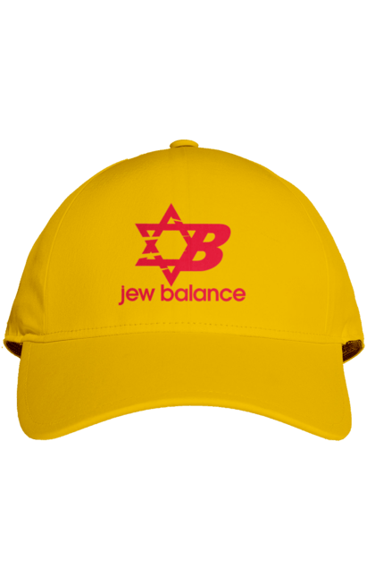 Кепка з принтом "Jew Balance Red". New balance, гумор, еврейські, жарти, жартівливі, літні, прикольні, червоний. 2070702
