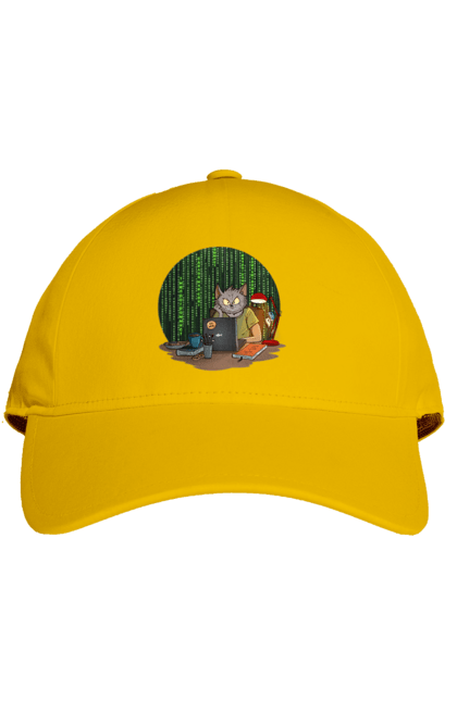 Cap with prints Cat programmer. Aitі, angular, c, code, css, html, humor, it, it specialist, javascript, jquery, koduvati, php, proger, programmer, programmers, python, react, svelt, type programmer, vue, you. 2070702