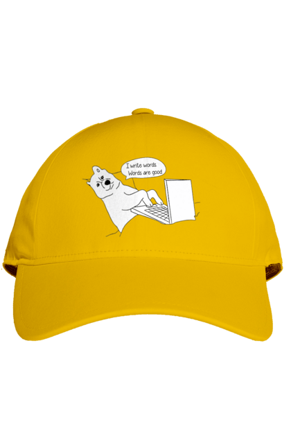 Кепка з принтом "Собака програміст". Angular, c, css, html, it, javascript, jquery, php, python, react, svelt, vue, айтишник, айті, гумор, код, кодувати, прогер, програміст, програмісти, ти ж, ти ж програміст, тиж програміст. 2070702