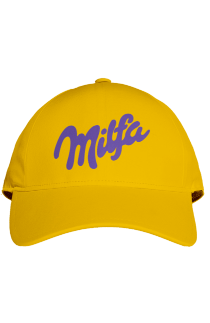 Кепка з принтом "Milfa". Гумор, для жінок, жіноча, меми, мілка, мілфа, прикол, смішне, смішні. 2070702
