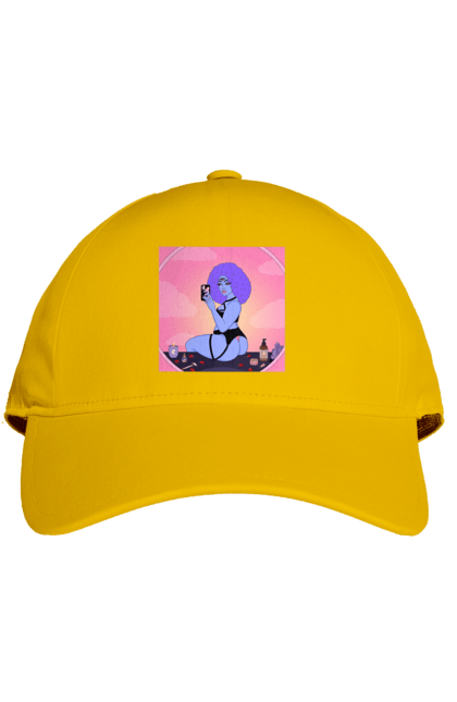 Кепка с принтом Фиолетовая Девушка Фото В Зеркале. Белье, зеркало, фото. 2070702