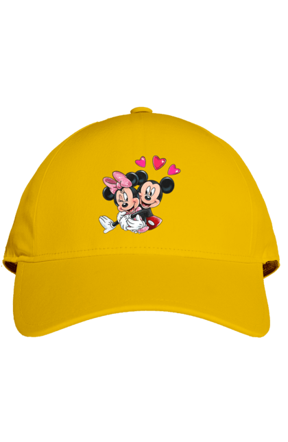 Кепка з принтом "Міккі Маус та Мінні Маус". Mickey mouse, minnie mouse, дісней, міккі, міккі маус, мінні маус, мультфільм. 2070702