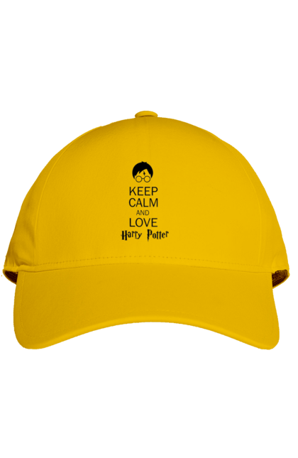 Кепка с принтом Keep calm and love Harry Potter. Gryffindor, harry potter, hogwarts, keep calm, гарри поттер, гриффиндор, книга, фильм, франшиза, хогвартс. 2070702