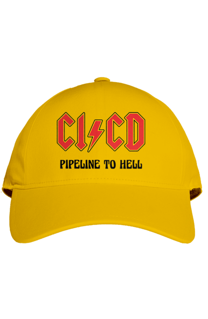 Кепка з принтом "CI/CD pipeline to hell". Cicd, cicd pipeline, devops, pipeline, інженер, програмне забезпечення, програмування, розробка, розробка по. 2070702