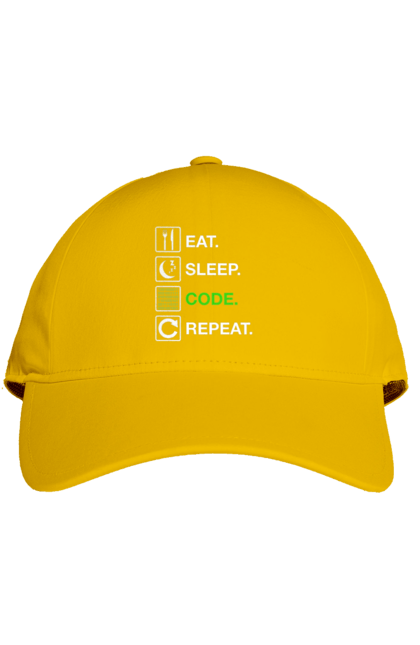 Кепка з принтом "Їж Cпи Кодуй Повторюй". Айті, айтішник, для айтішника, для програміста, їж спи, кодуй повторюй, подарунок айтішнику, подарунок програмісту, програміст, розробник. 2070702