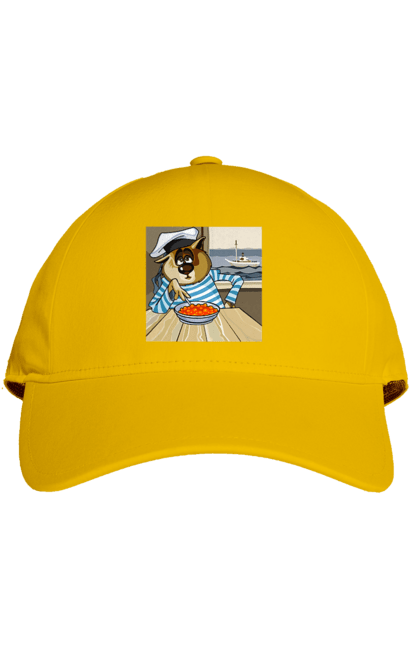 Кепка з принтом "Кот Моряк, На Кораблі Їсть Червону Ікру". Ікра, кіт, корабель, моряк. 2070702