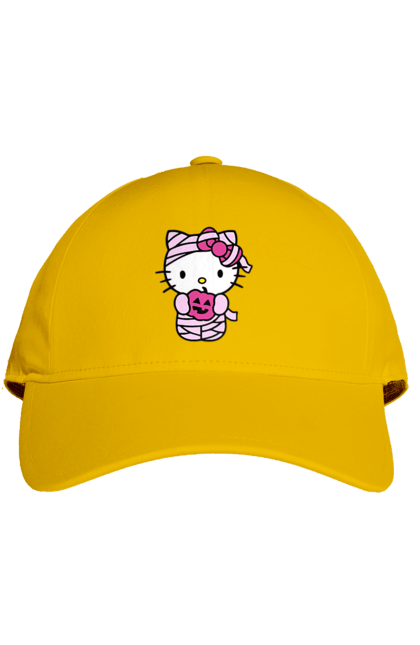 Кепка с принтом Хелло Китти Хэллоуин. Halloween, hello kitty, mummy, бренд, кот, котенок, мумия, персонаж, хелло китти, хэллоуин. 2070702