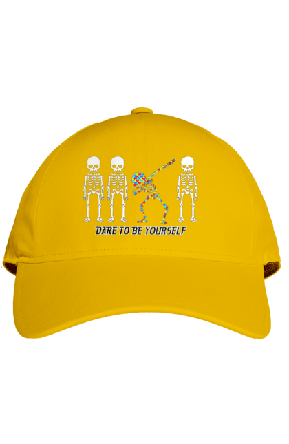 Cap with prints Dare to be yourself. Be yourself, creativity, dancing skeleton, individuality, personality, self-expression, skeleton. 2070702