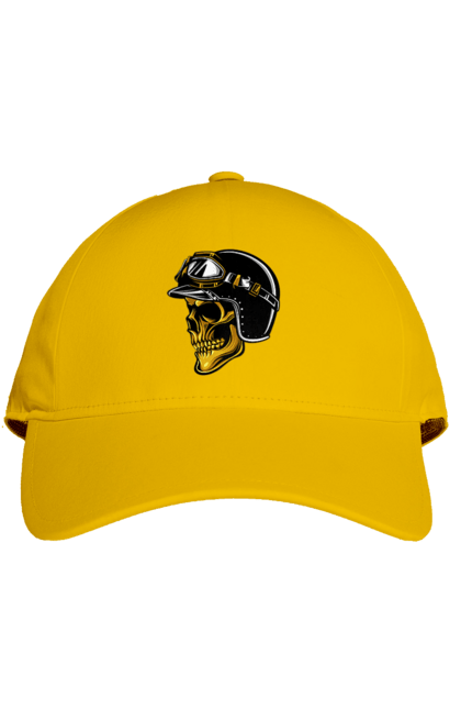 Кепка з принтом "Череп в мотошоломі". Крутий, очі, череп, шолом. 2070702