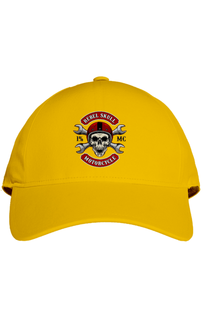 Cap with prints skull motorist. Amateur, helmet, motorcycle, skull. 2070702