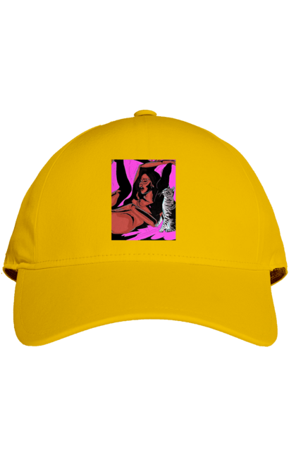 Cap with prints Girl Gets Fun. Cat, naked, passion, satisfaction. 2070702