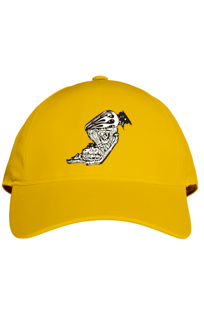 Кепка з принтом "Двигун мотоцикла". Байк, бензобак, двигун мотоцикла, харлей девідсон, циліндри, чопер. 2070702