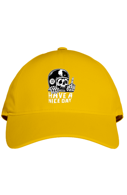 Кепка з принтом "Гарного дня". Байкерська, гарного дня, з черепом, тринадцять, фак, череп. 2070702