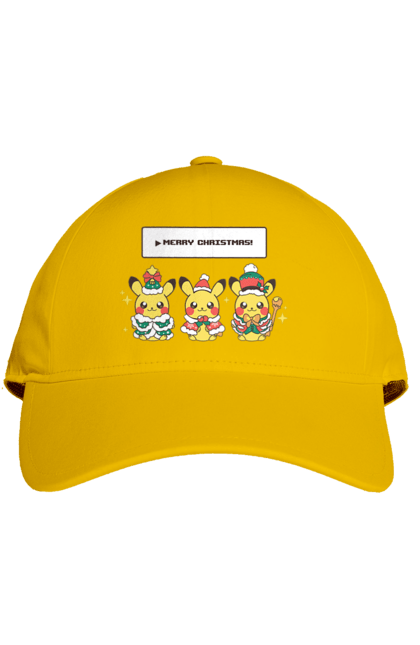 Cap with prints Pikachu Merry Christmas. Anime, christmas, game, manga, merry christmas, nintendo, pikachu, pokemon. 2070702