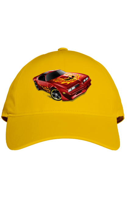 Кепка з принтом "Машина червона, швидкісна". Їзда, колеса, машина, швидкість. 2070702