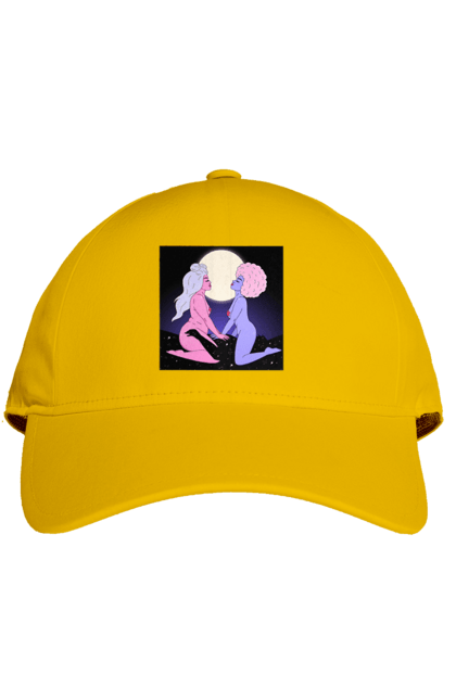 Кепка с принтом Две Инопланетянки И Луна. Девушки, инопланетянки, сверху. 2070702