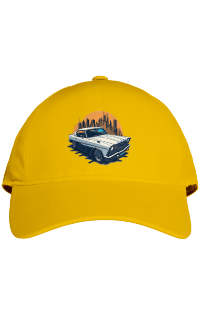 Кепка з принтом "Вінтажне зображення авто". Автомобіль, вінтажне зображення, місто. 2070702
