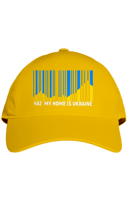 Кепка з принтом "Мій дім це  Україна". Батьківщина, гори, державний знак, мій дім, моя держава, синє небо, україна, штрих код. 2070702
