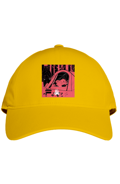 Cap with prints 69 In The Tent. 69, bear, forest, sex, tent. 2070702