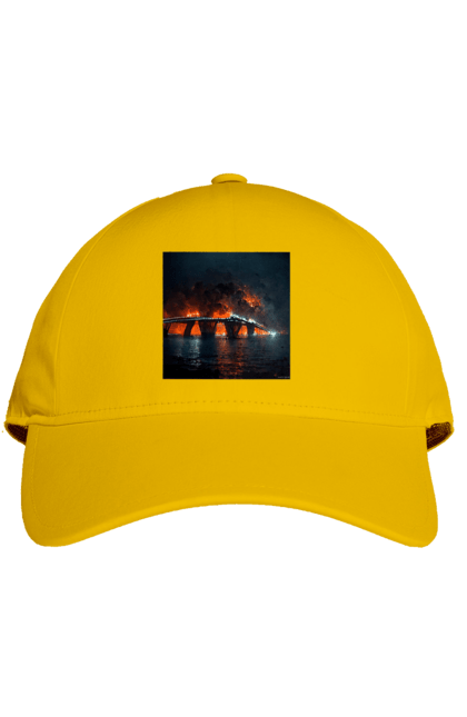 Кепка з принтом "Кримський мост горить". Армія росії, армія україни, годить, зсу, крим, мост, удар, удар зсу. 2070702