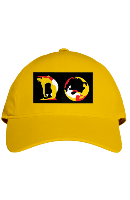 Cap with prints Stretching For An Adult. Poses, stretching. 2070702