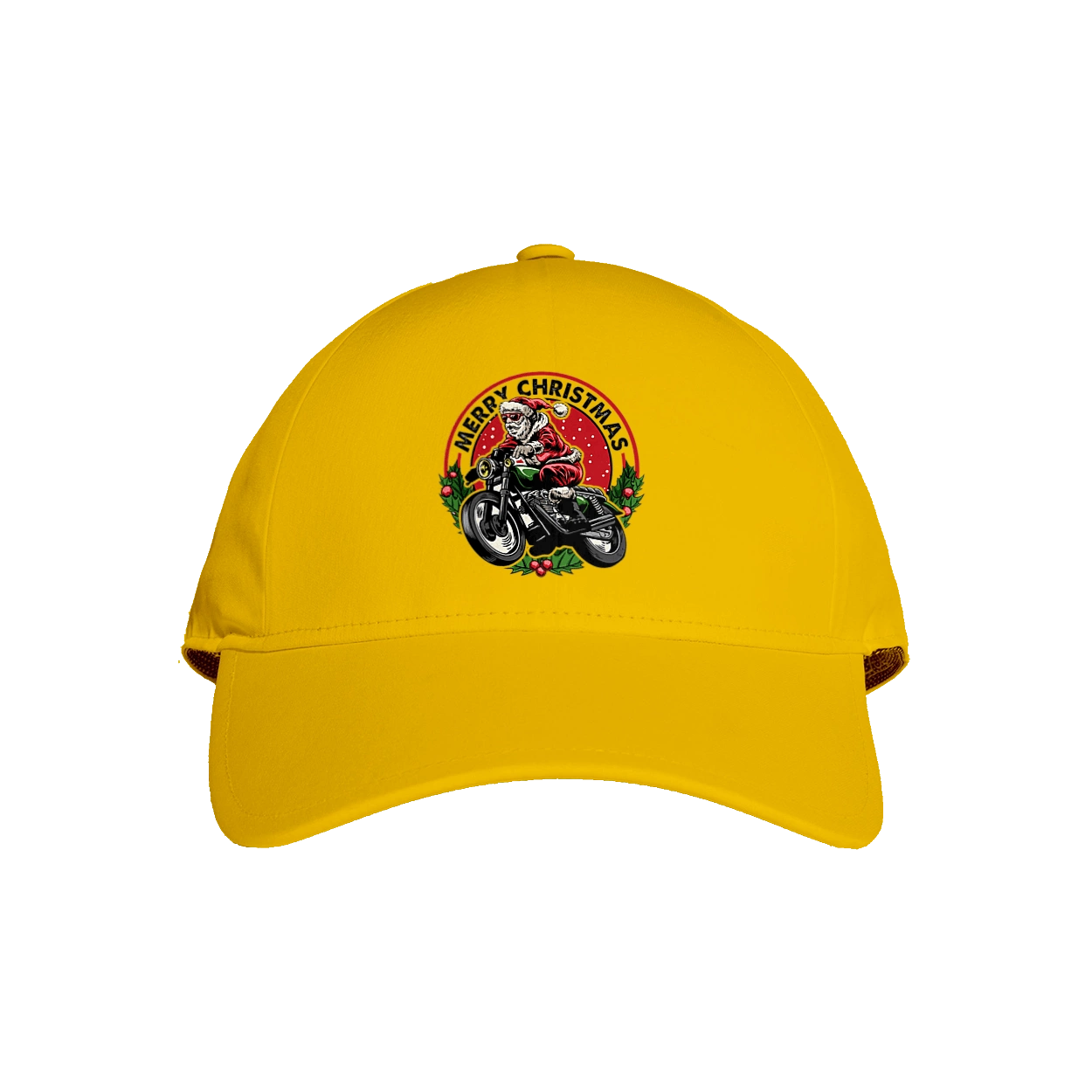 Merry Christmas, Santa Claus on a motorcycle