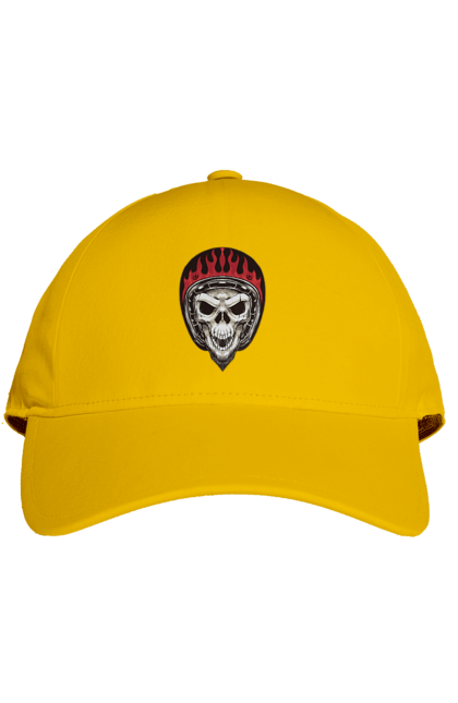 Кепка з принтом "Череп в мотошоломі". Мото, скелет, череп, шолом. 2070702