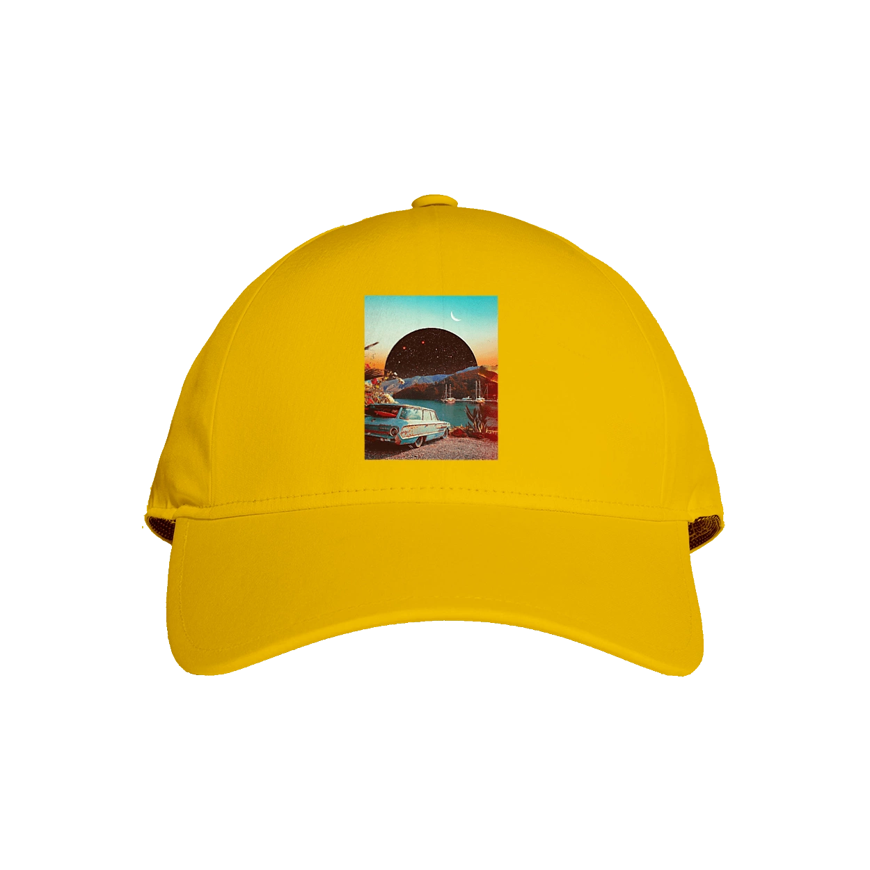 Картина, машина біля річки