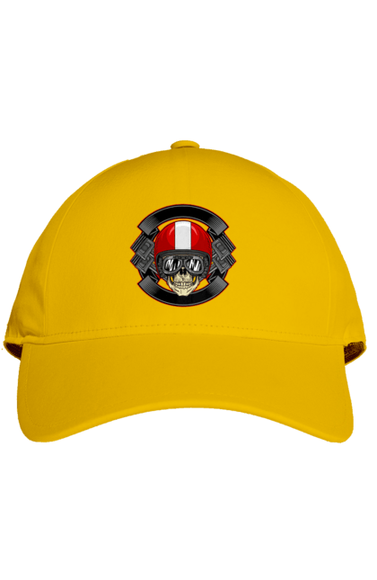 Cap with prints skull motorcyclist. Helmet, motorcyclist \, skull. 2070702