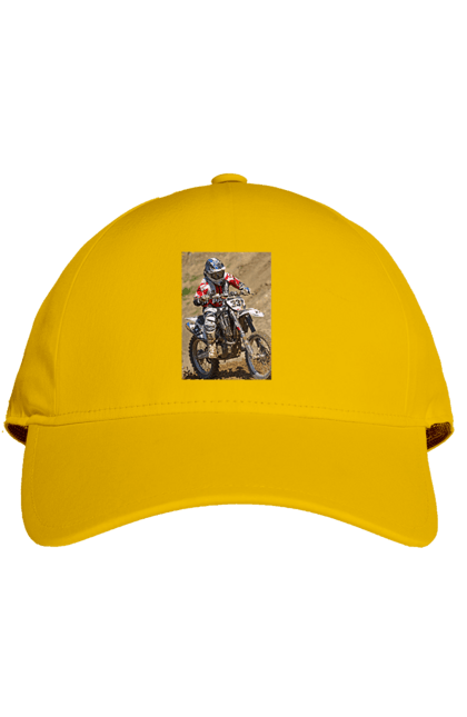 Кепка з принтом "МОТОГОНЩИК". Мото, мотогонщик, мотоцикл, спорт, спортсмен. 2070702