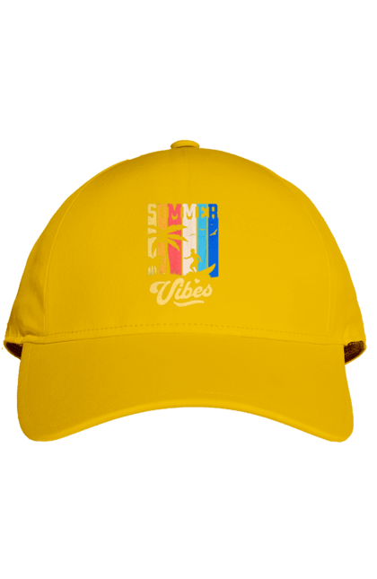 Кепка з принтом "Пляжні літні флюїди". Відпочинок, відпустка, літо, море, пляж, серфінг, тропіки. 2070702