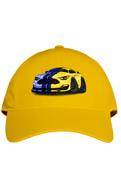 Кепка з принтом "Український мустанг". Жовто блакитне авто, кольори україни, машина, мустанг, суперкар, форд мустанг, шелбі. 2070702