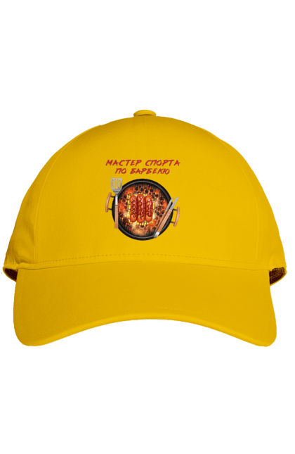 Кепка з принтом "Майстер Спорту По Барбекю". Барбекю, майстер спорту, пікнік, сосиски. 2070702