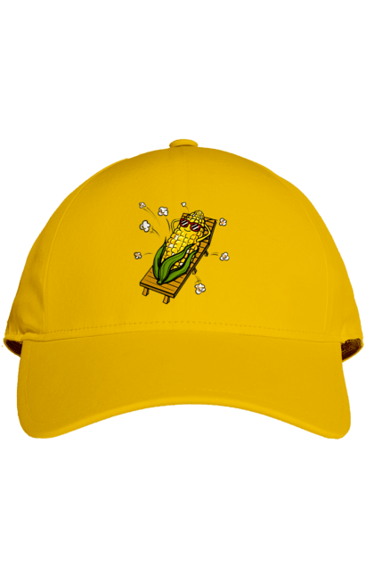 Кепка з принтом "Кукурудза Загоряє На Лежаках". Кукурудза, лежак, попкорн. 2070702