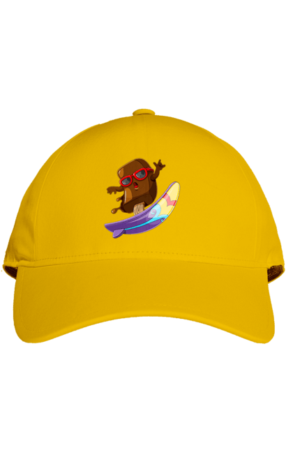 Кепка з принтом "Мороженко На Серфі". Літо, морозиво, окуляри, серфінг. 2070702