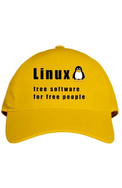 Кепка с принтом Linux Свободный Для Свободных. Linux, администратор, айти, айтишник, бесплатная, бесплатно, доступность, независимость, операционная система, ос, пингвин, программист, программное обеспечение, свобода, свободная, сервер, сисадмин, система, системный администратор, софт, текст, черный. 2070702