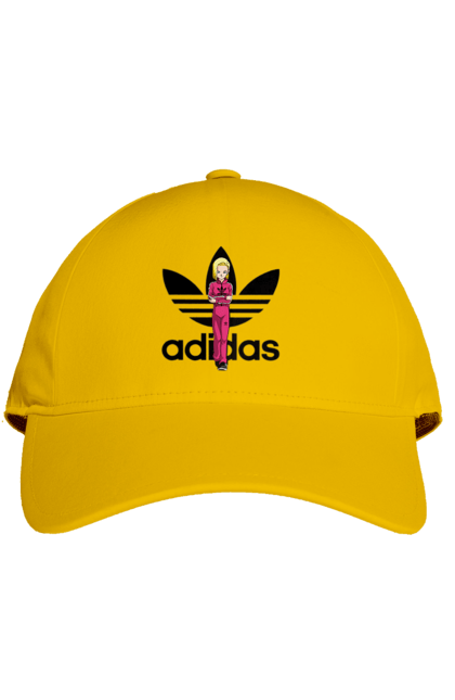 Кепка с принтом Adidas Андроид 18. Adidas, android 18, dragon ball, адидас, андроид 18, аниме, жемчуг дракона, киборг, манга, сериал. 2070702