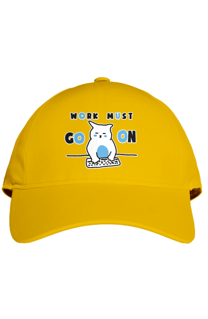 Cap with prints Work must go on. Cat, cats, work. 2070702