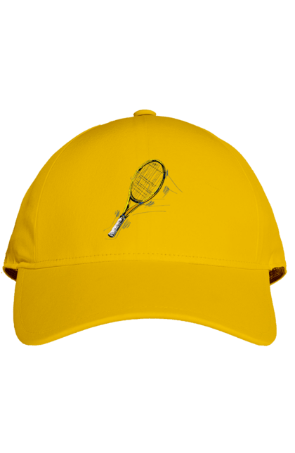 Кепка з принтом "Ракетка Великий теніс". Великий теніс, гравці, грунт, м`яч, призовий фонд, ракетка, спонсор, турнір на ґрунті, турнірна сітка. 2070702