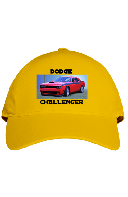 Кепка з принтом "Додж челенджер". Авто, автомобіль, американська легенда, додж челенджер, класичний автомобіль, культовий автомобіль, масл кар, потужне авто. 2070702