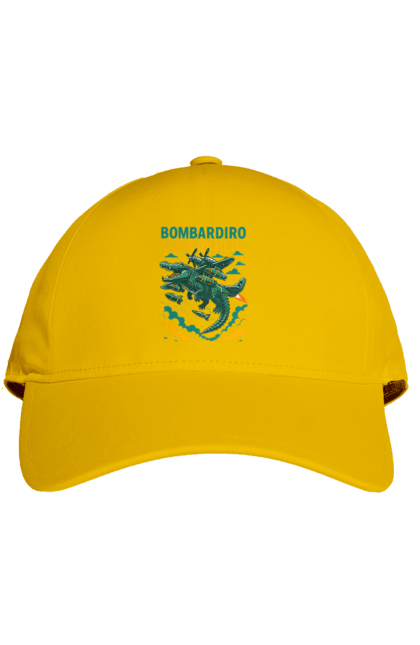 Кепка з принтом "Bombardino Crocodilo". Bombardino, bombardino crocodilo, crocodilo, бомбардіно крокоділо, крокодил, крокодил літак, крокодил мем, мем, мем бомбардине крокодило. 2070702