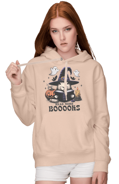 Women's hoodie with prints Capybara Halloween. Animal, capybara, ghost, halloween, holiday, moon, pumpkin, rodent, witch. 2070702