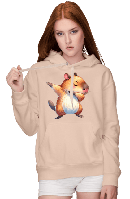 Women's hoodie with prints Capybara. Animal, capybara, rodent. 2070702