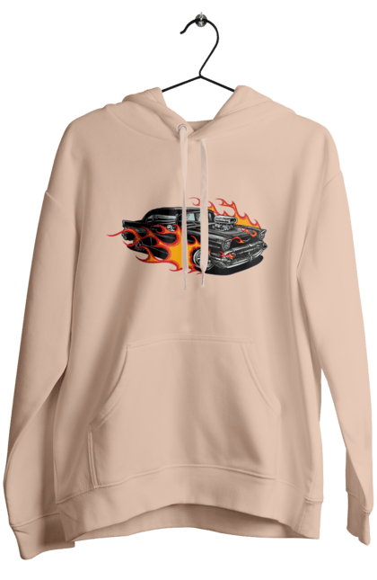 Жіноче худі з принтом "Машина Вогонь". Автомобіль, вогонь, машина. 2070702