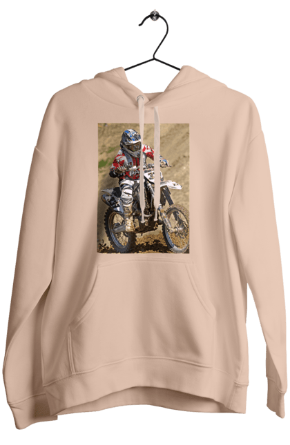 Women`s hoodie with prints MOTOR RACER. Athlete, moto, motor racer, motorbike, sport. 2070702