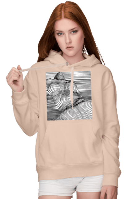 Жіноче худі з принтом "Дівчина В Смужку". Гола, сиськи. 2070702