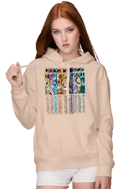 Women's hoodie with prints Pokemon Eeveelutions. Eevee, eeveelutions, nintendo, pokemon, pokemon go, umbreon. 2070702