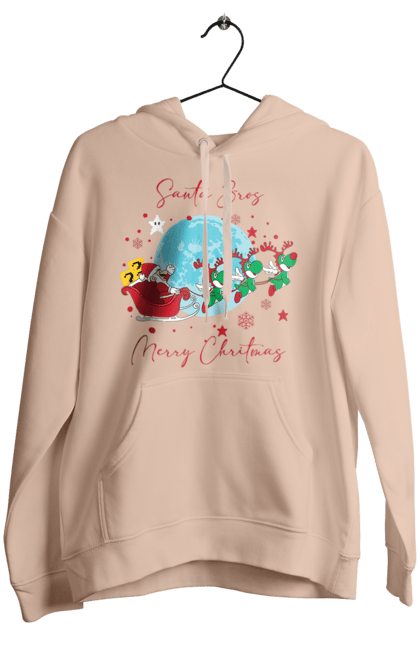 Women`s hoodie with prints Super Mario Bros: Merry Christmas. Character, christmas, game, mario, mario bros, merry christmas, nintendo, santa claus, super mario bros. 2070702
